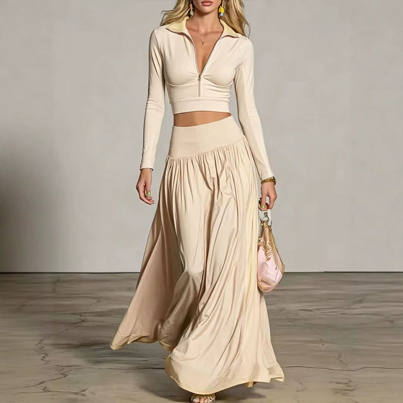 ✨👗Conjunto de top curto e saia maxi para mulher