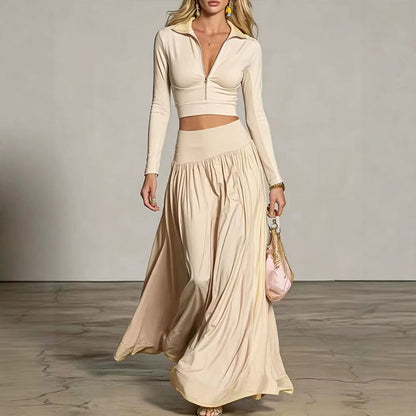 ✨👗Conjunto de top curto e saia maxi para mulher