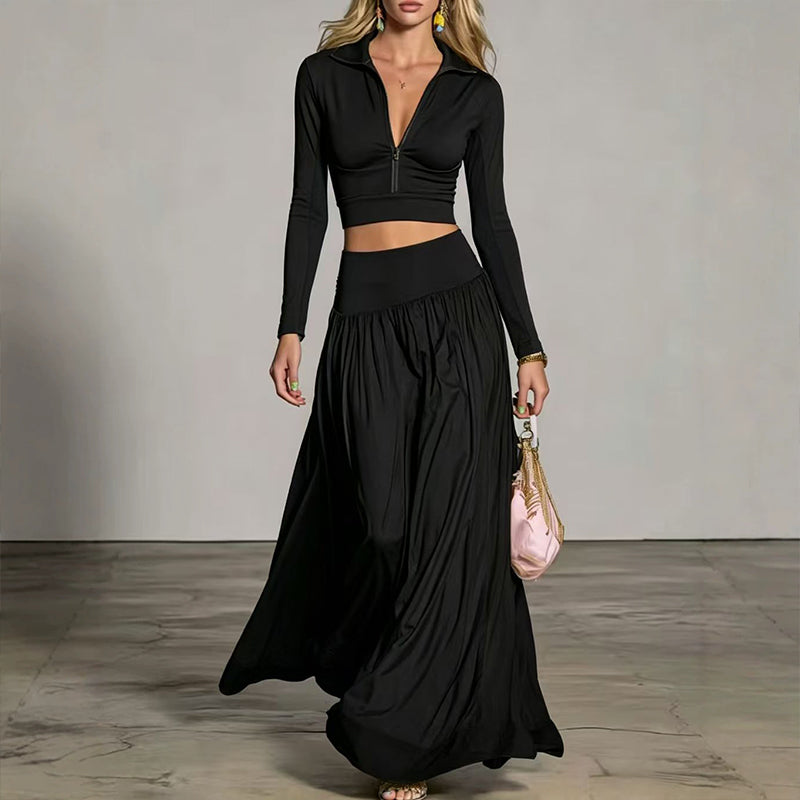 ✨👗Conjunto de top curto e saia maxi para mulher