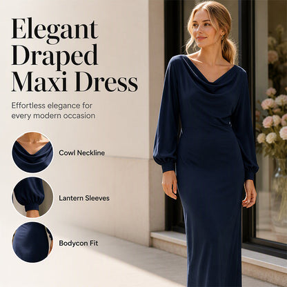 ✨👗Vestido elegante de gola cowl para mulher