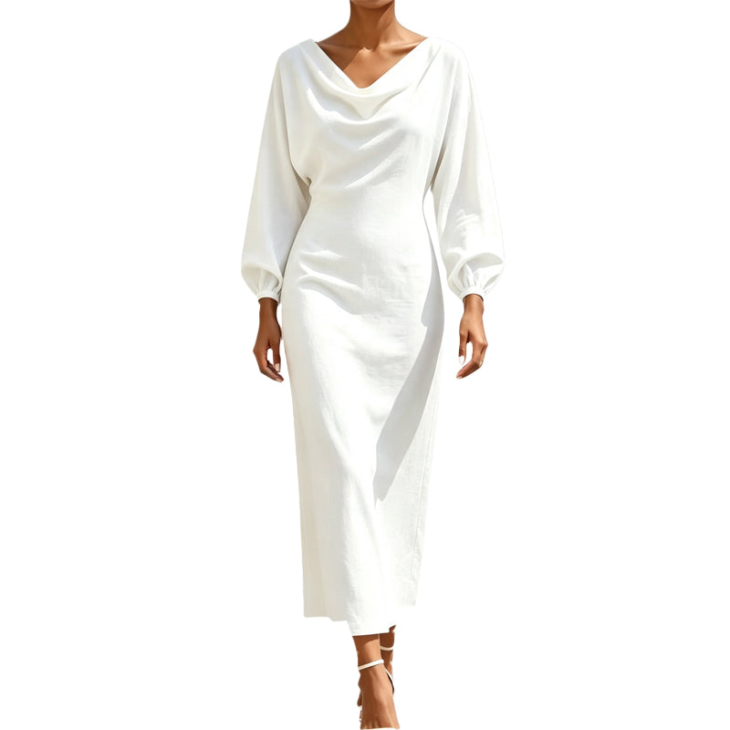 ✨👗Vestido elegante de gola cowl para mulher