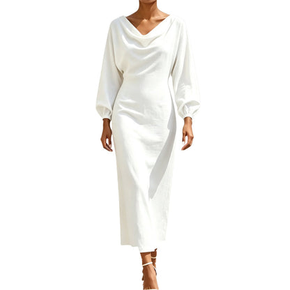 ✨👗Vestido elegante de gola cowl para mulher