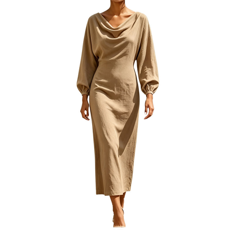 ✨👗Vestido elegante de gola cowl para mulher