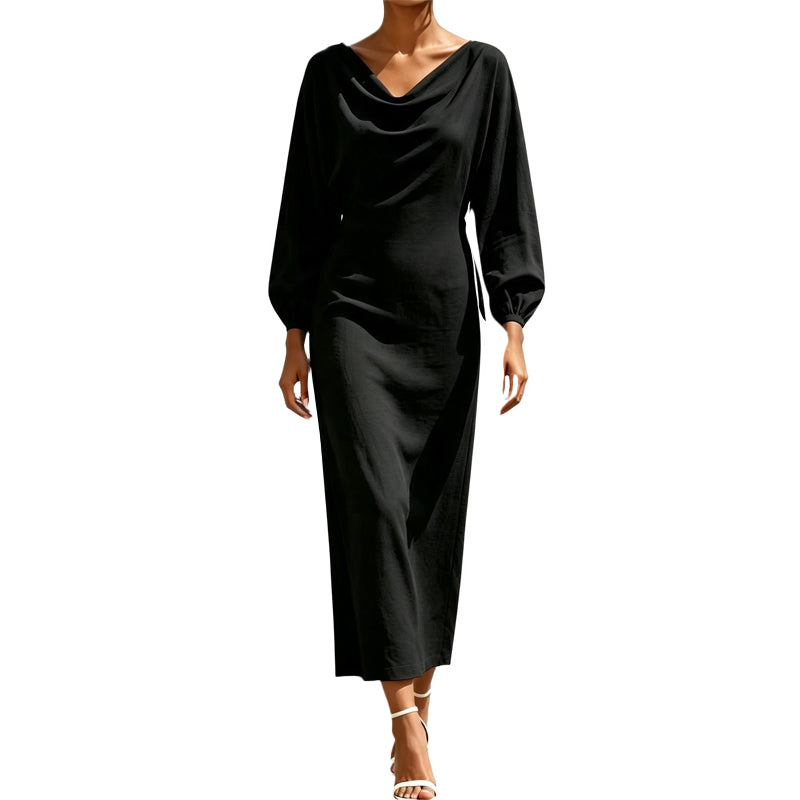 ✨👗Vestido elegante de gola cowl para mulher