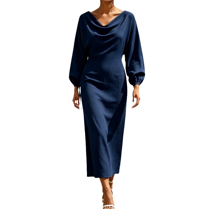 ✨👗Vestido elegante de gola cowl para mulher