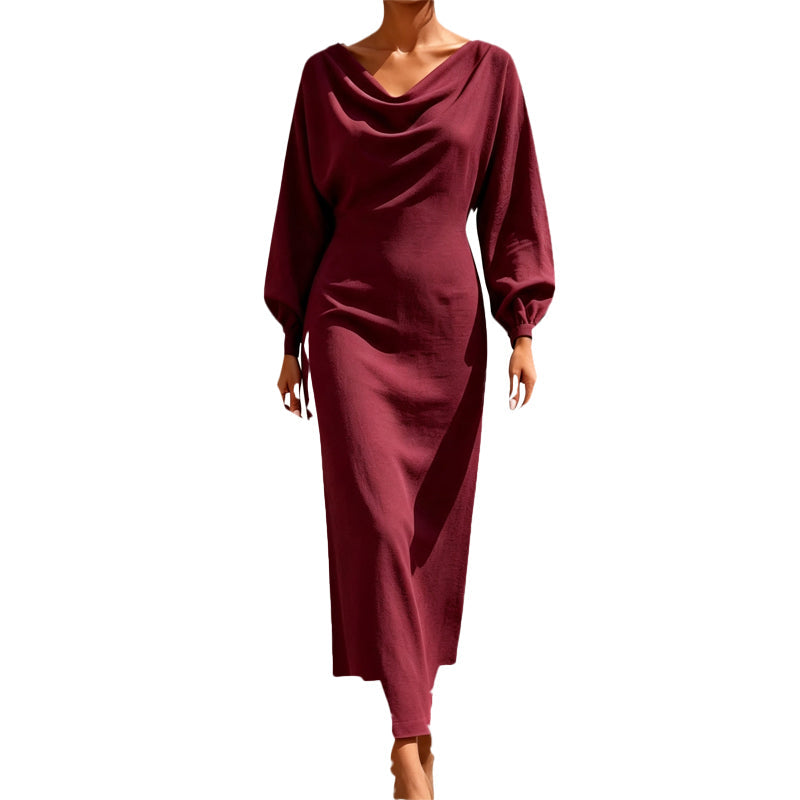 ✨👗Vestido elegante de gola cowl para mulher