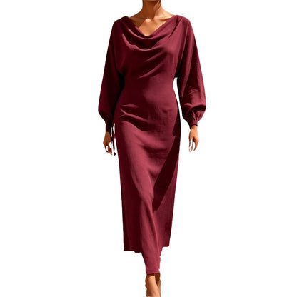 ✨👗Vestido elegante de gola cowl para mulher