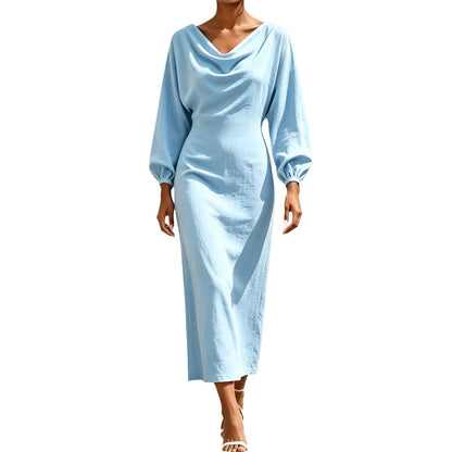 ✨👗Vestido elegante de gola cowl para mulher