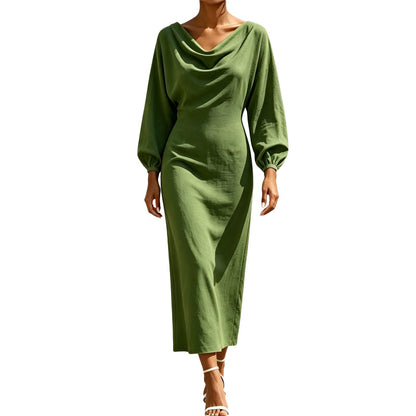 ✨👗Vestido elegante de gola cowl para mulher