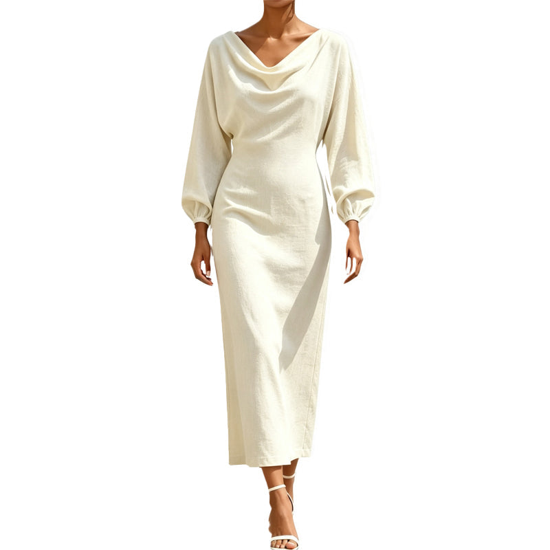 ✨👗Vestido elegante de gola cowl para mulher