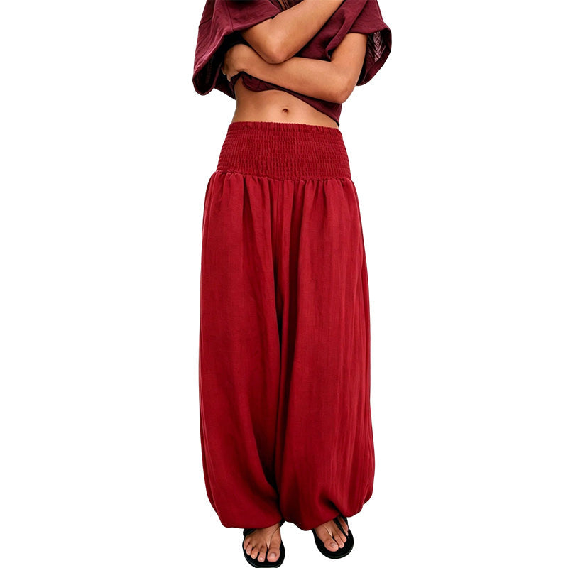 ✨Calças harém casuais para mulher com cintura franzida