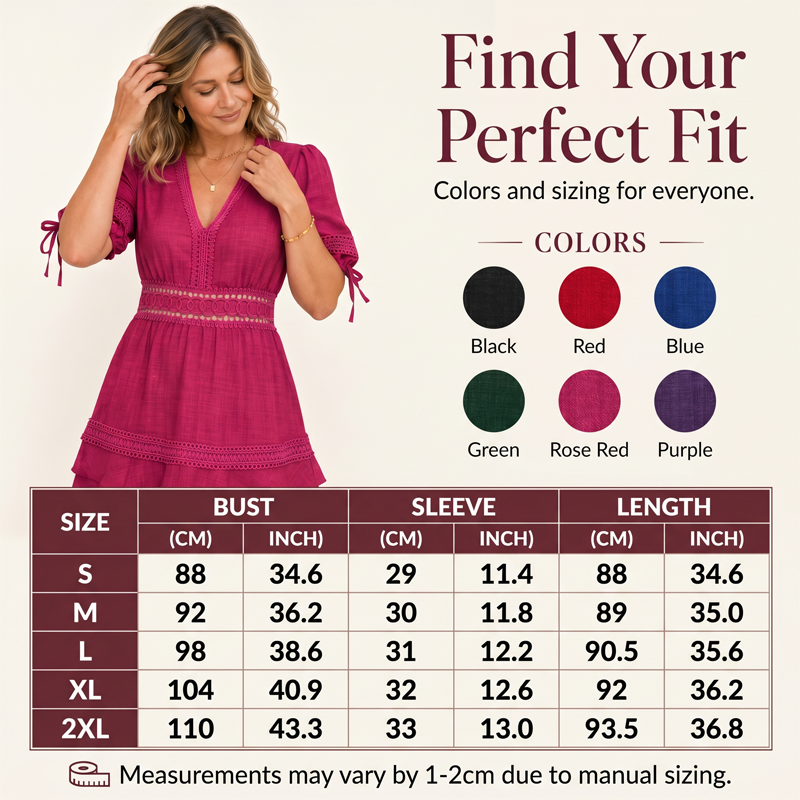 Women's V-Neck Lace Tiered Ruffle Dress