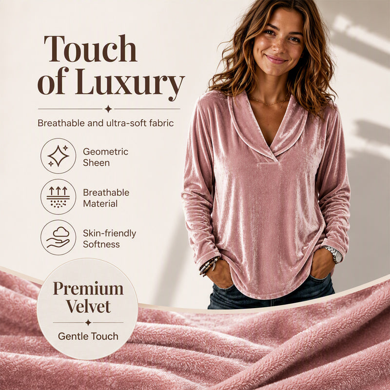 ✨👚Top elegante de veludo com decote em V para mulher