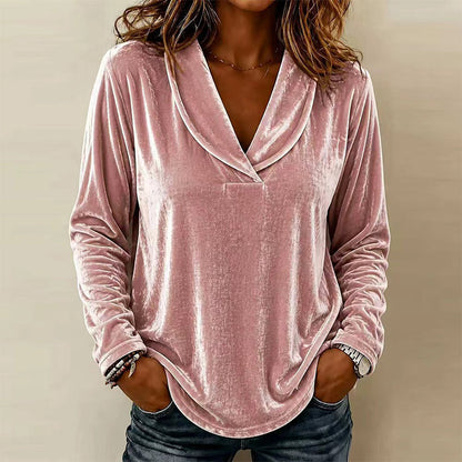 ✨👚Top elegante de veludo com decote em V para mulher