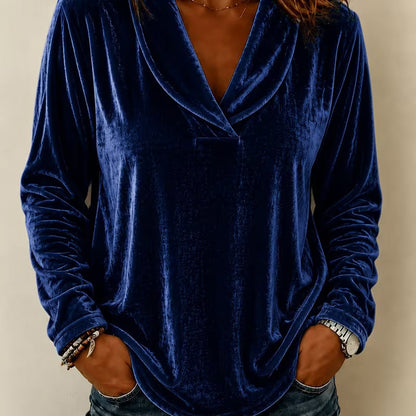✨👚Top elegante de veludo com decote em V para mulher