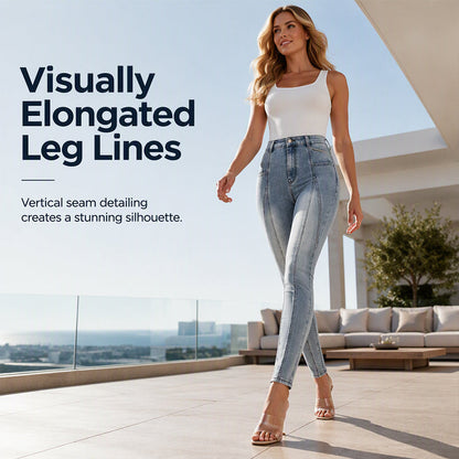 👖✨Calças de ganga justas de cintura alta para mulher – Ajuste perfeito para todas as curvas