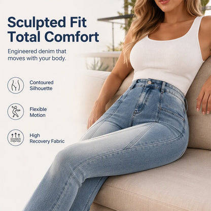 👖✨Calças de ganga justas de cintura alta para mulher – Ajuste perfeito para todas as curvas