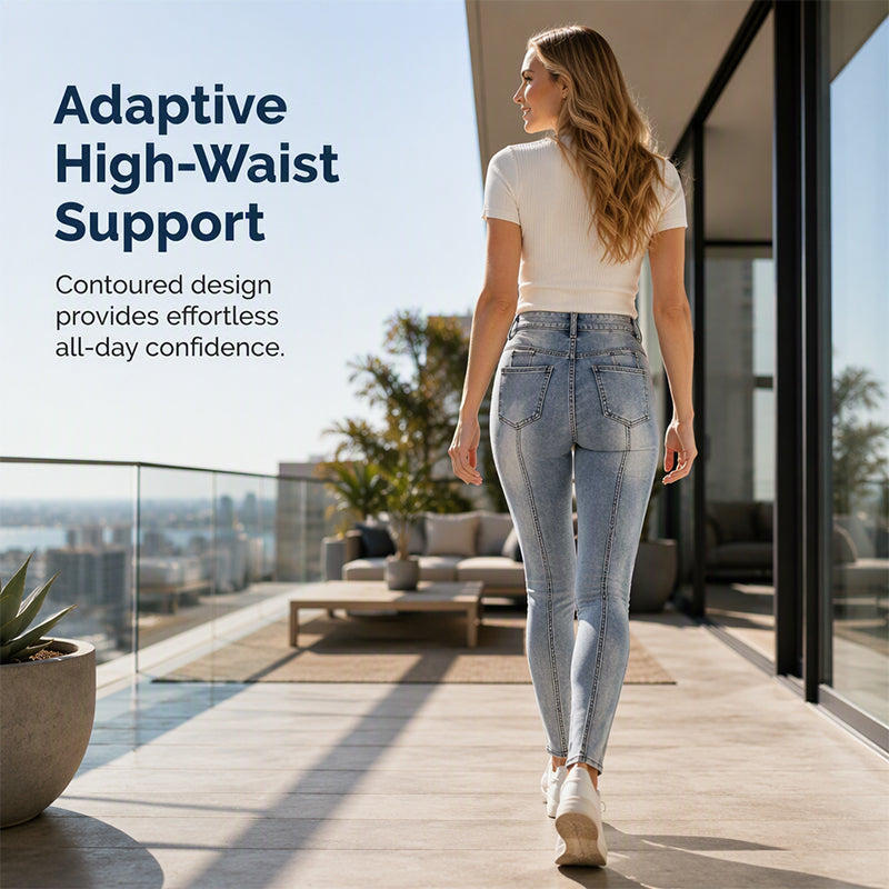 👖✨Calças de ganga justas de cintura alta para mulher – Ajuste perfeito para todas as curvas