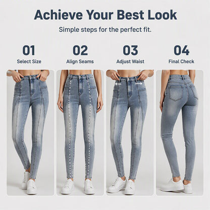 👖✨Calças de ganga justas de cintura alta para mulher – Ajuste perfeito para todas as curvas