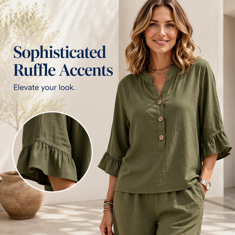 ✨👗Conjunto de duas peças para mulher: top e calças casuais