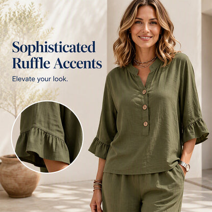 ✨👗Conjunto de duas peças para mulher: top e calças casuais