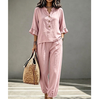 ✨👗Conjunto de duas peças para mulher: top e calças casuais