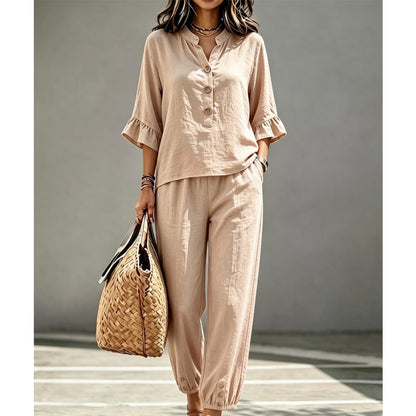 ✨👗Conjunto de duas peças para mulher: top e calças casuais