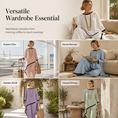 ✨👗Conjunto de túnica casual e calças de perna larga para mulher