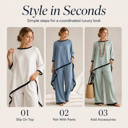 ✨👗Conjunto de túnica casual e calças de perna larga para mulher