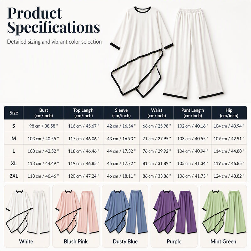 ✨👗Conjunto de túnica casual e calças de perna larga para mulher