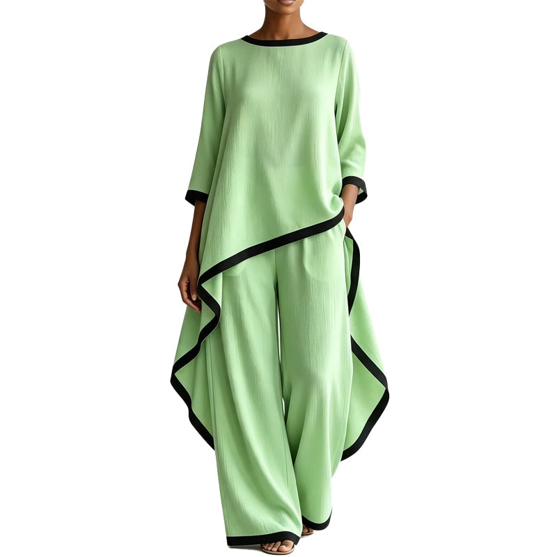 ✨👗Conjunto de túnica casual e calças de perna larga para mulher