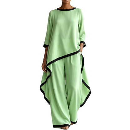 ✨👗Conjunto de túnica casual e calças de perna larga para mulher