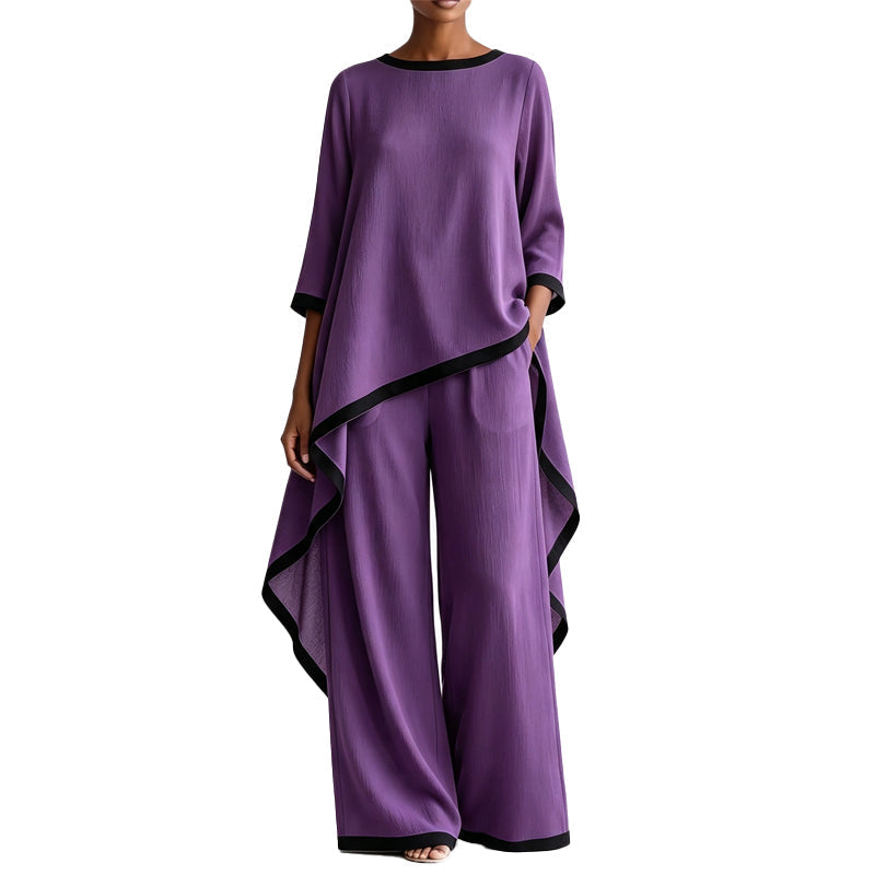 ✨👗Conjunto de túnica casual e calças de perna larga para mulher