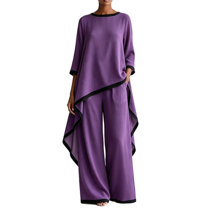 ✨👗Conjunto de túnica casual e calças de perna larga para mulher