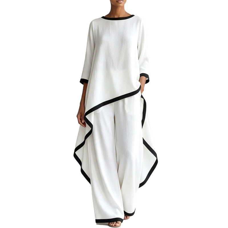 ✨👗Conjunto de túnica casual e calças de perna larga para mulher