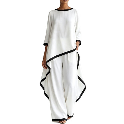 ✨👗Conjunto de túnica casual e calças de perna larga para mulher