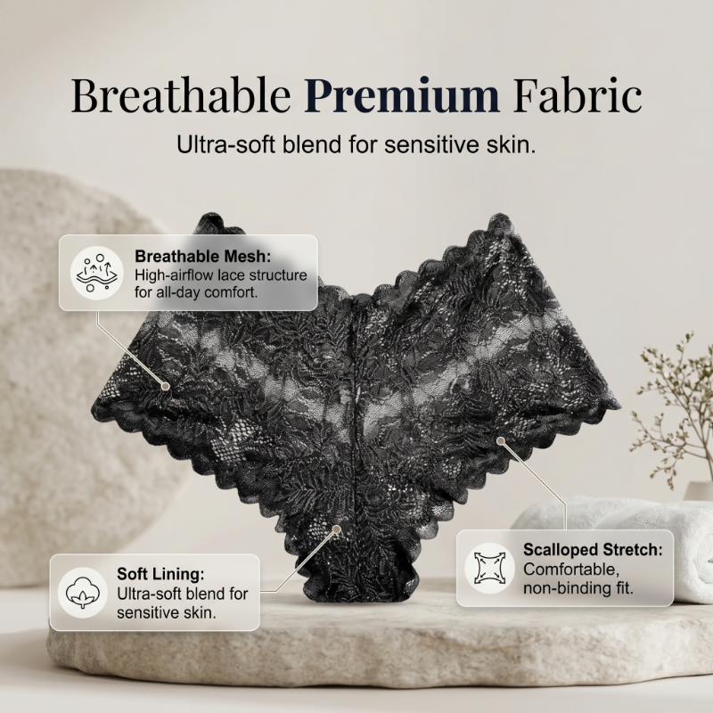 ❤️Cuecas femininas sensuais de renda, roupa interior floral transparente