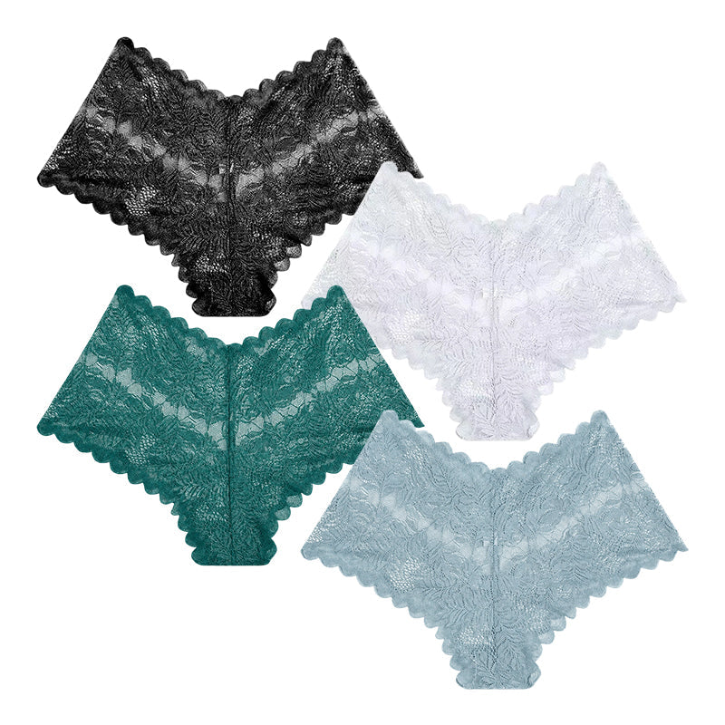 ❤️Cuecas femininas sensuais de renda, roupa interior floral transparente