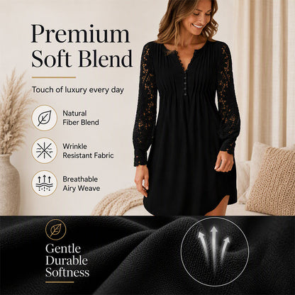 ✨👗Vestido feminino de renda de manga comprida
