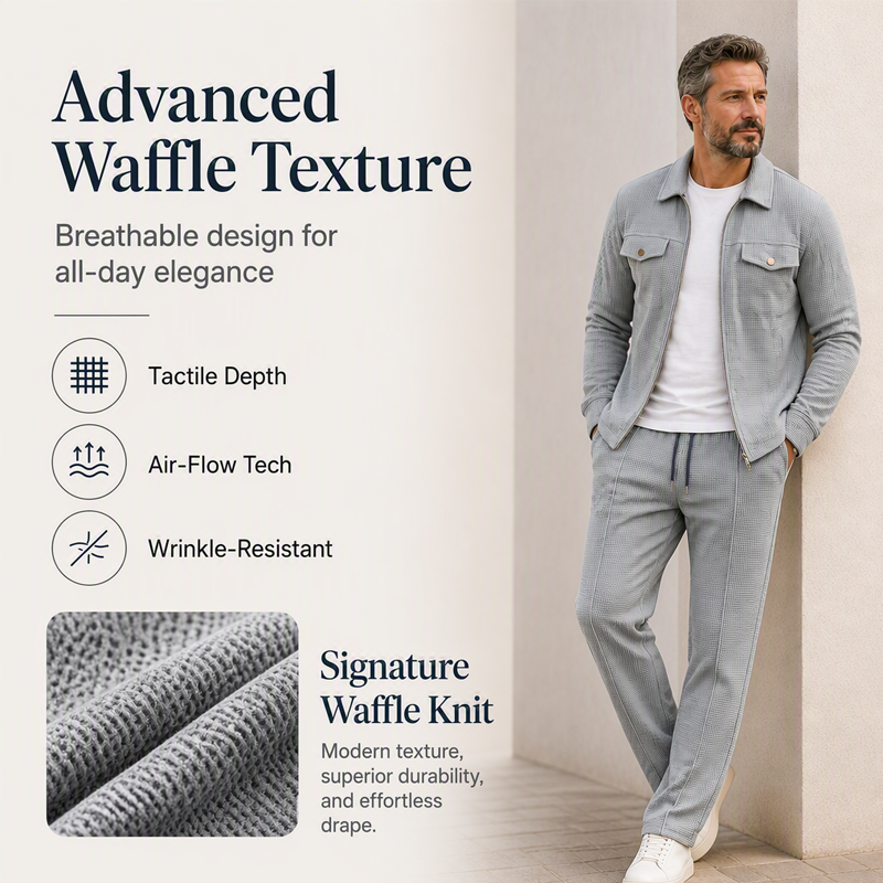 Conjunto de 2 peças para homem: casaco e calças com textura