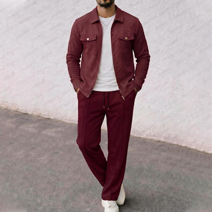 Conjunto de 2 peças para homem: casaco e calças com textura