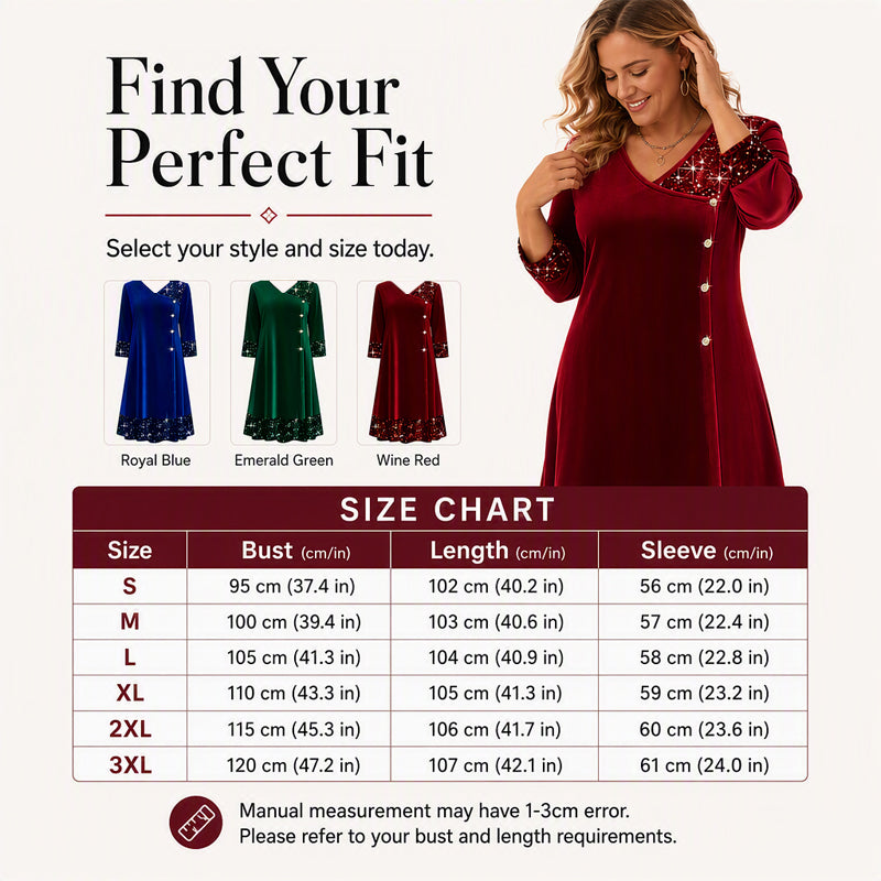 ✨👗Vestido elegante de decote em V com lantejoulas para mulher