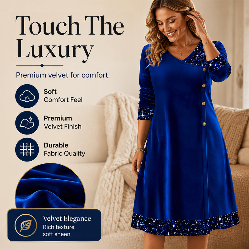 ✨👗Vestido elegante de decote em V com lantejoulas para mulher