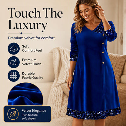 ✨👗Vestido elegante de decote em V com lantejoulas para mulher