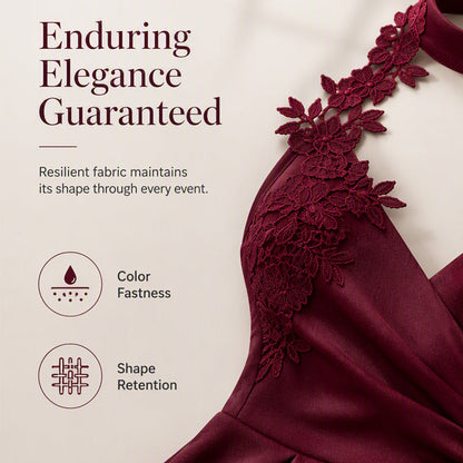 ✨👗Macacão feminino elegante com decote halter, renda, pregas e pernas largas
