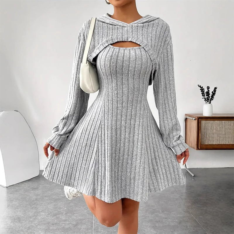 ✨👗Conjunto de malha canelada de duas peças para mulher