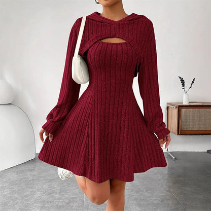 ✨👗Conjunto de malha canelada de duas peças para mulher