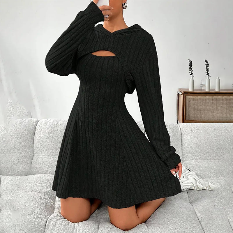 ✨👗Conjunto de malha canelada de duas peças para mulher