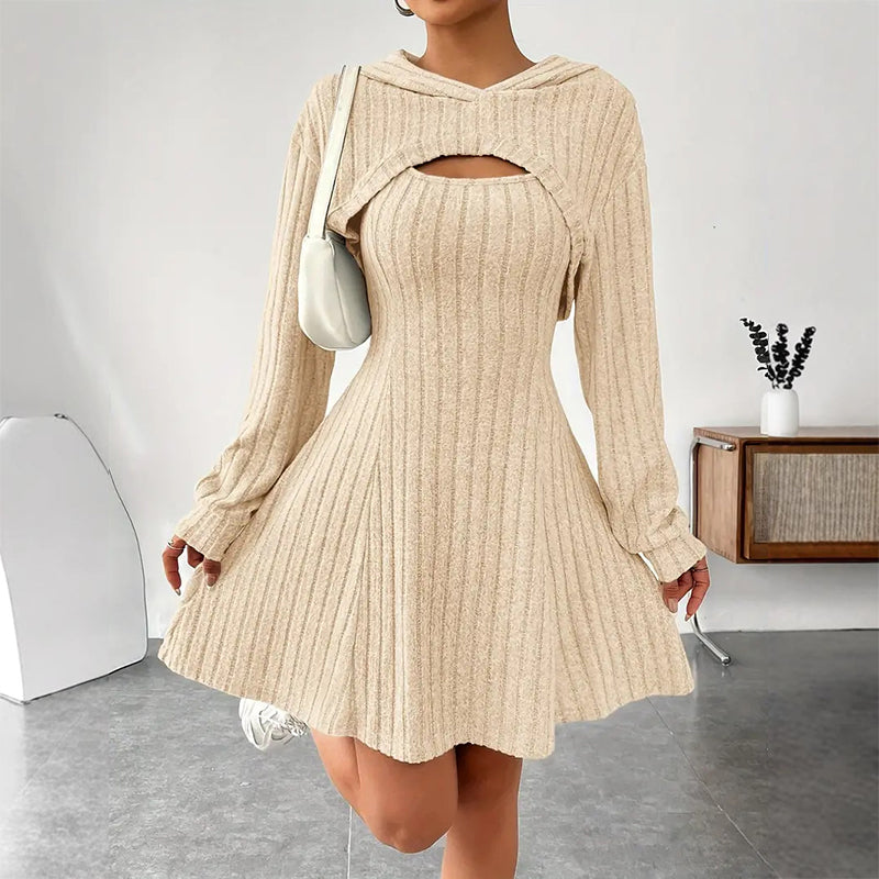✨👗Conjunto de malha canelada de duas peças para mulher