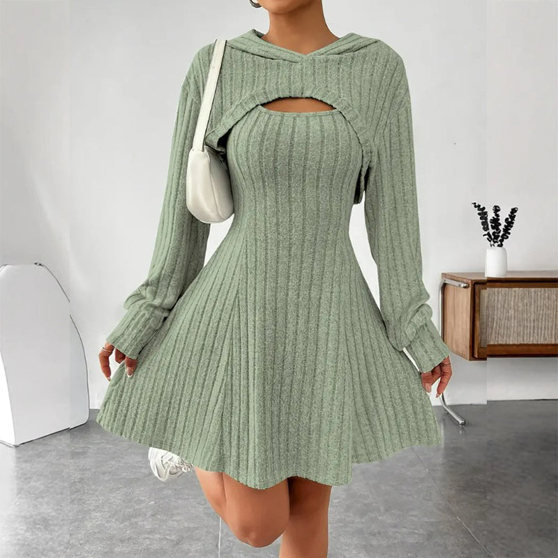 ✨👗Conjunto de malha canelada de duas peças para mulher